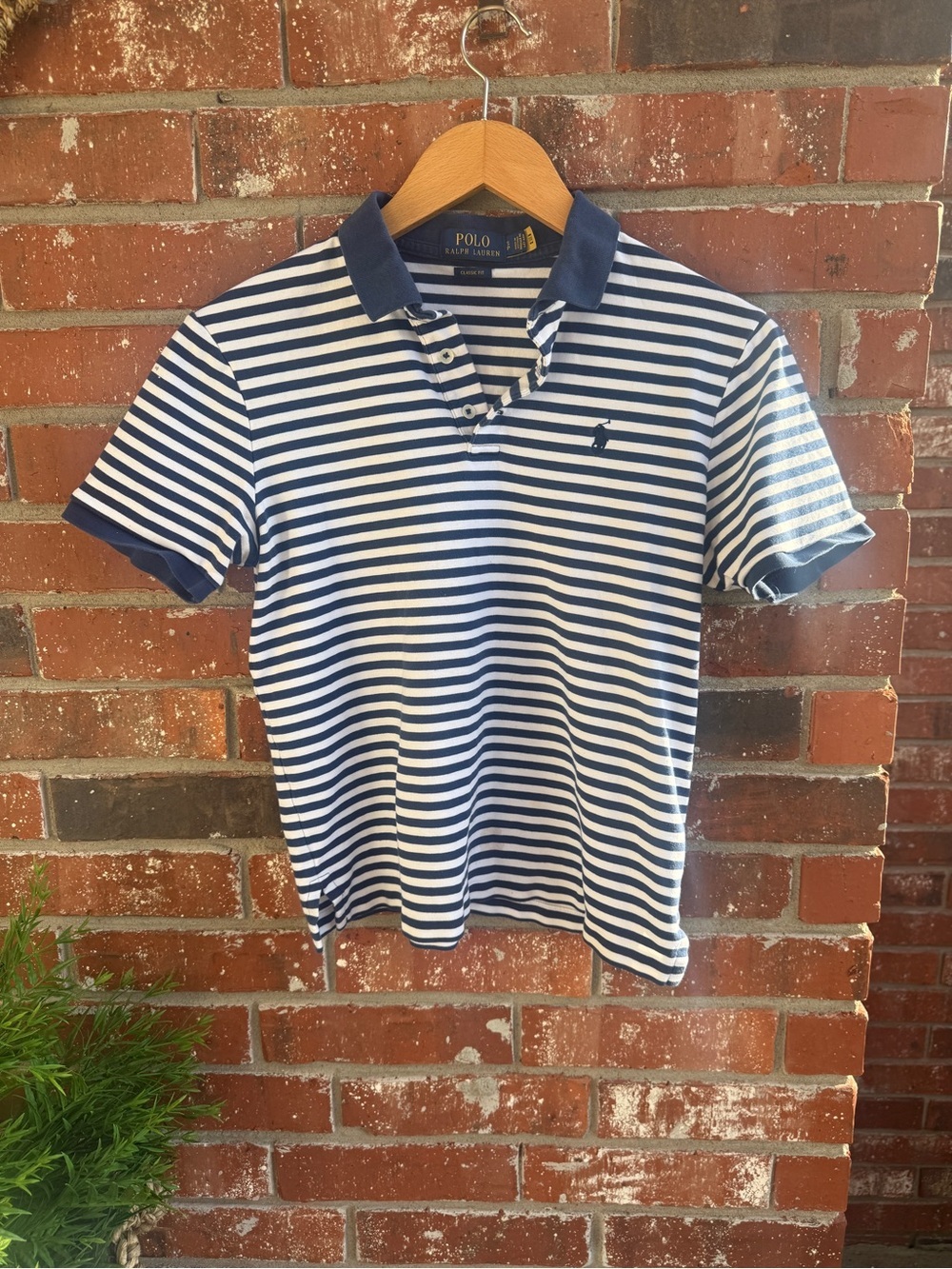 Ralph Lauren Navy & White Striped Polo Shirt